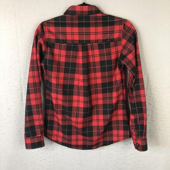 Dixxon Shirt Womens Small Red Black Plaid Flannel Long Sleeve Barrett-Jackson - Picture 2 of 16